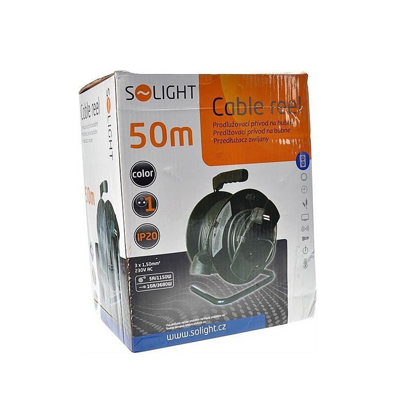 PRODLUŽOVACÍ PŘÍVOD 1Z - NA BUBNU, 3X1,5MM2, ČERNÝ, 50M - PRODLUŽOVACÍ KABELY - PŘÍSLUŠENSTVÍ
