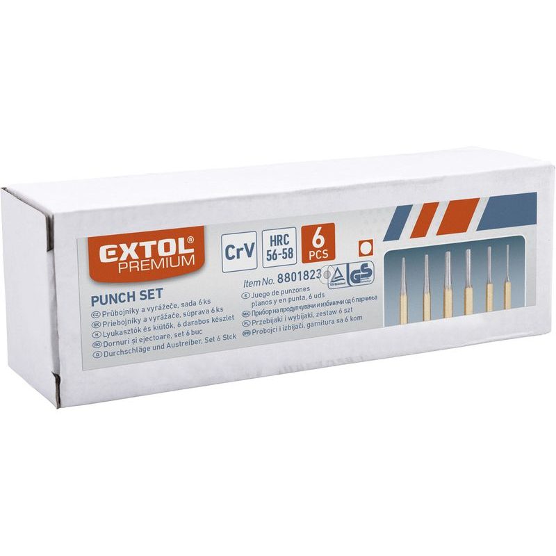 EXTOL PREMIUM PRŮBOJNÍKY A VYRÁŽEČE, SADA 6KS, 8801823 - DŮLČÍKY, PRŮBOJNÍKY - RUČNÍ NÁŘADÍ