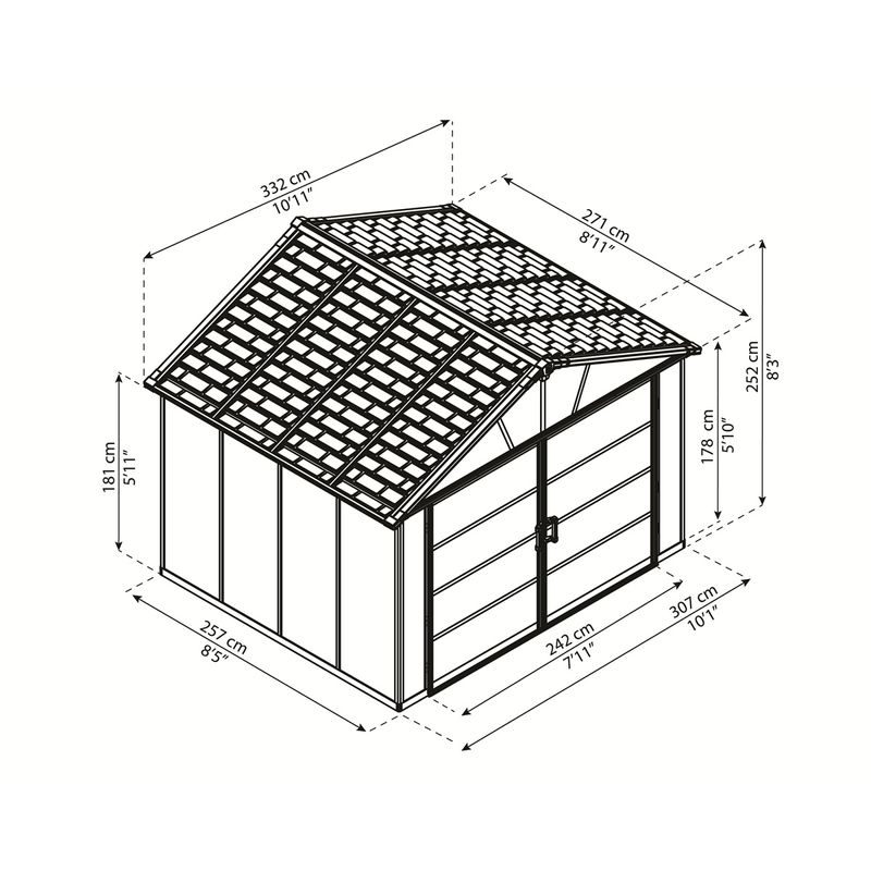PALRAM - CANOPIA YUKON 11' X 9' ANTRACIT HEAVY DUTY PROSTORNÝ DOMEK S MOŽNOSTÍ DALŠÍHO ROZŠÍŘENÍ (ZÁKLADNÍ MODUL) - ZAHRADNÍ DOMKY - DŮM A DOMÁCNOST, ELEKTRO..