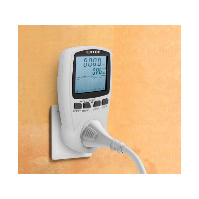 EXTOL PREMIUM MĚŘIČ SPOTŘEBY EL. ENERGIE - WATTMETR, KW, KWH, V, A, HZ, 8831260 - ELEKTRO - DŮM A DOMÁCNOST, ELEKTRO..