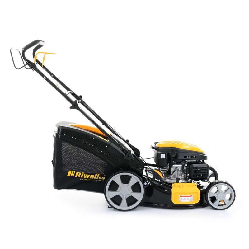 RIWALL PRO RPM 5155 PRO MULTIFUNKČNÍ TRAVNÍ SEKAČKA 4 V 1 S BENZINOVÝM MOTOREM A POJEZDEM - SEKAČKY SE ZÁBĚREM 50-56 CM - ZAHRADA