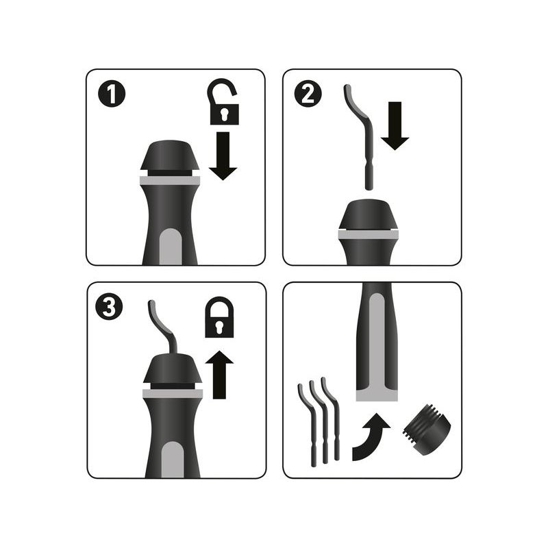 EXTOL PREMIUM ODHROTOVAČ UNIVERZÁLNÍ, DŘÍK 3,2MM +10KS NÁHRADNÍCH ČEPELÍ, HSS M35 (5% CO), 8803680 - PILNÍKY, RAŠPLE, HOBLÍKY - RUČNÍ NÁŘADÍ