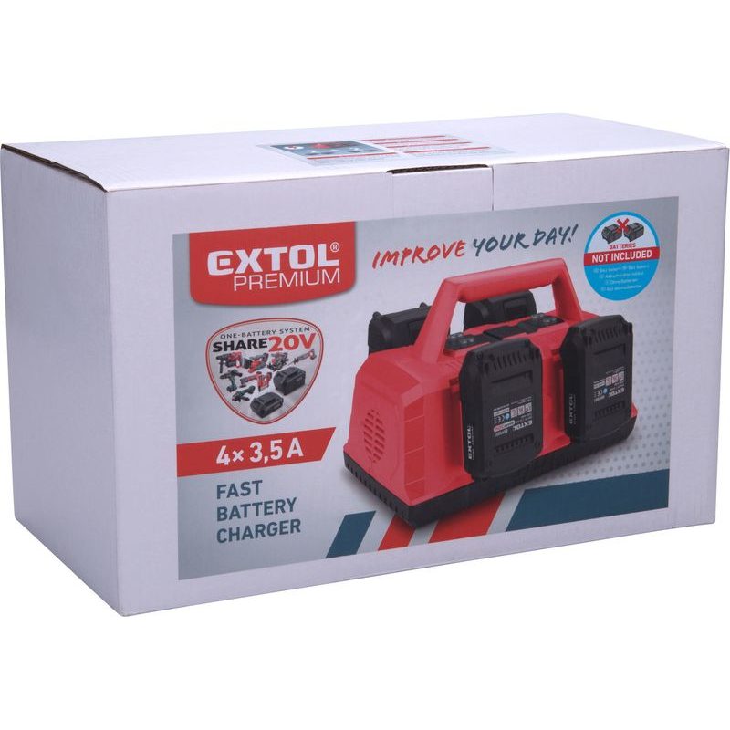 EXTOL ENERGY NABÍJEČKA NA 4 BATERIE SHARE20V, 2+2, 3,5A, 8891895 - EXTOL SHARE20V - AKU NÁŘADÍ - AKU NÁŘADÍ