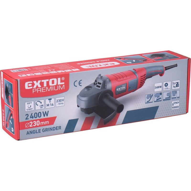 EXTOL PREMIUM BRUSKA ÚHLOVÁ, OTOČNÁ RUKOJEŤ, 230MM, 2400W, 8892060 - ÚHLOVÁ BRUSKA 230 MM - ELEKTRICKÉ NÁŘADÍ