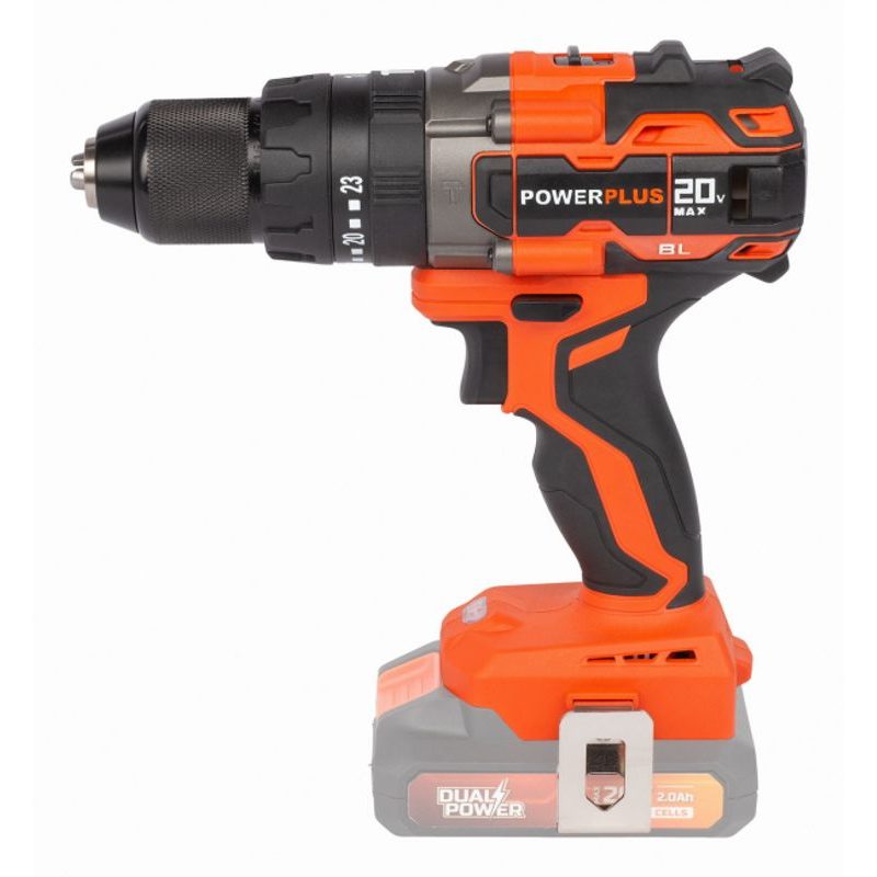 POWERPLUS POWDP15220 AKU ŠROUBOVÁK / VRTAČKA S PŘÍKLEPEM 20V BEZUHLÍKOVÁ (BEZ AKU) - PŘÍKLEPOVÝ ŠROUBOVÁK BEZ AKU - AKU NÁŘADÍ