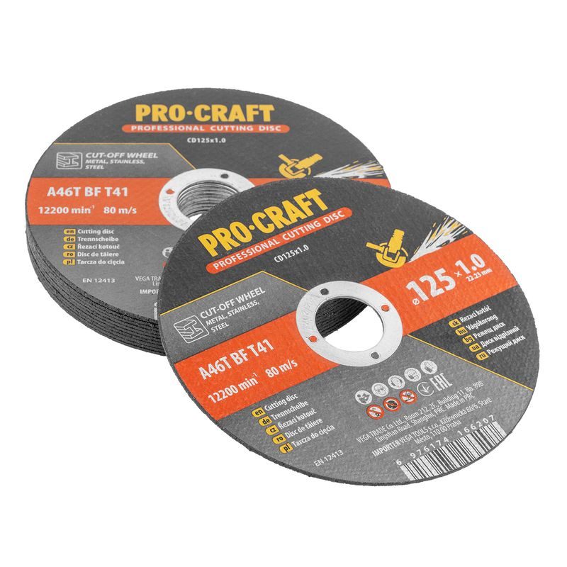 SADA ŘEZNÝCH KOTOUČŮ PROCRAFT CD125X1.0B | CD125X1.0B PROCRAFT - ŘEZNÝ KOTOUČ 125 MM - PŘÍSLUŠENSTVÍ
