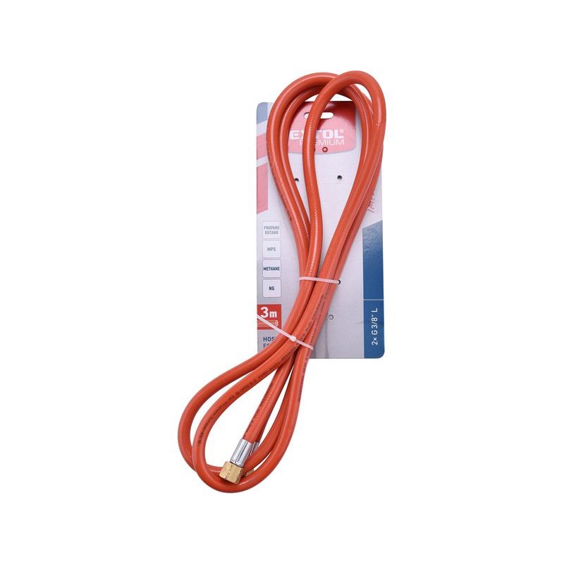 EXTOL PREMIUM HADICE PLYNOVÁ 3M, ZÁVIT G3/8"L X G3/8"L, VNITŘ. O 6,3MM, 8848120 - HOŘÁKY NA PLYN - DÍLNA A GARÁŽ