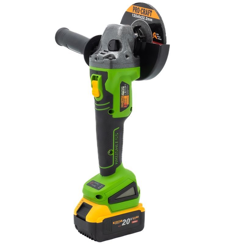 AKU BRUSKA PROCRAFT PWA216, BEZ AKU BATERIÍ | PWA216 BB PROCRAFT - AKU UHLOVÉ BRUSKY - AKU NÁŘADÍ