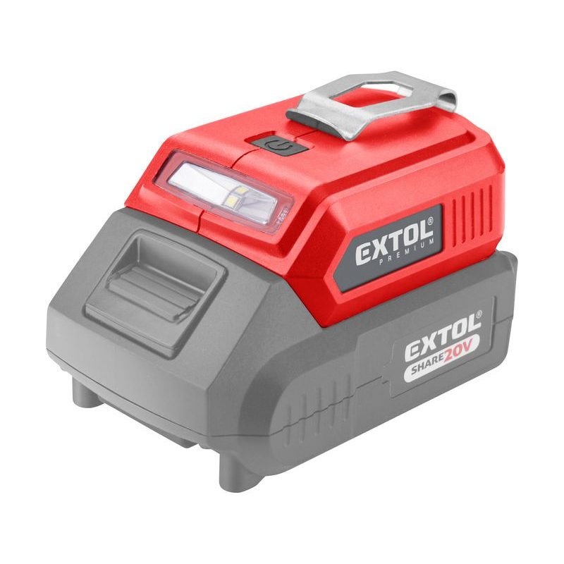 EXTOL PREMIUM NABÍJEČKA AKU PRO USB ZAŘÍZENÍ, SE SVĚTLEM, SHARE20V, BEZ BATERIE, 5V/2A, 8891896 - EXTOL SHARE20V - AKU NÁŘADÍ - AKU NÁŘADÍ