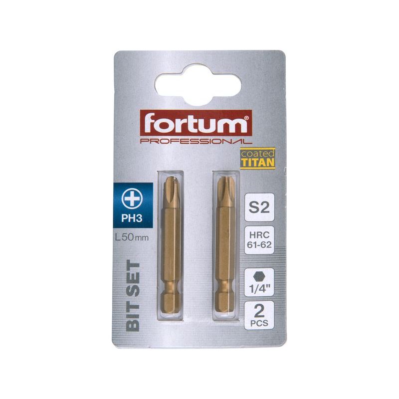 FORTUM HROT KŘÍŽOVÝ PHILLIPS, SADA 2KS, PH 3X50MM,TITAN. ÚPRAVA, S2, 4741283 - STANDARDNÍ BITY PH - PŘÍSLUŠENSTVÍ