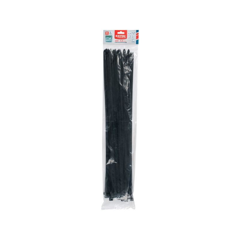 EXTOL PREMIUM PÁSKY STAHOVACÍ NA KABELY ČERNÉ, 600X8,8MM, 50KS, NYLON PA66, 8856176 - STAHOVACÍ PÁSKY, ZDRHY - DÍLNA A GARÁŽ
