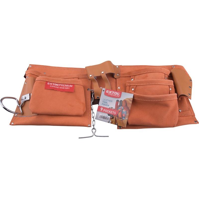 EXTOL PREMIUM PÁS NA NÁŘADÍ KOŽENÝ, 9 KAPES, 420 - PÁSY NA NÁŘADÍ - PŘÍSLUŠENSTVÍ