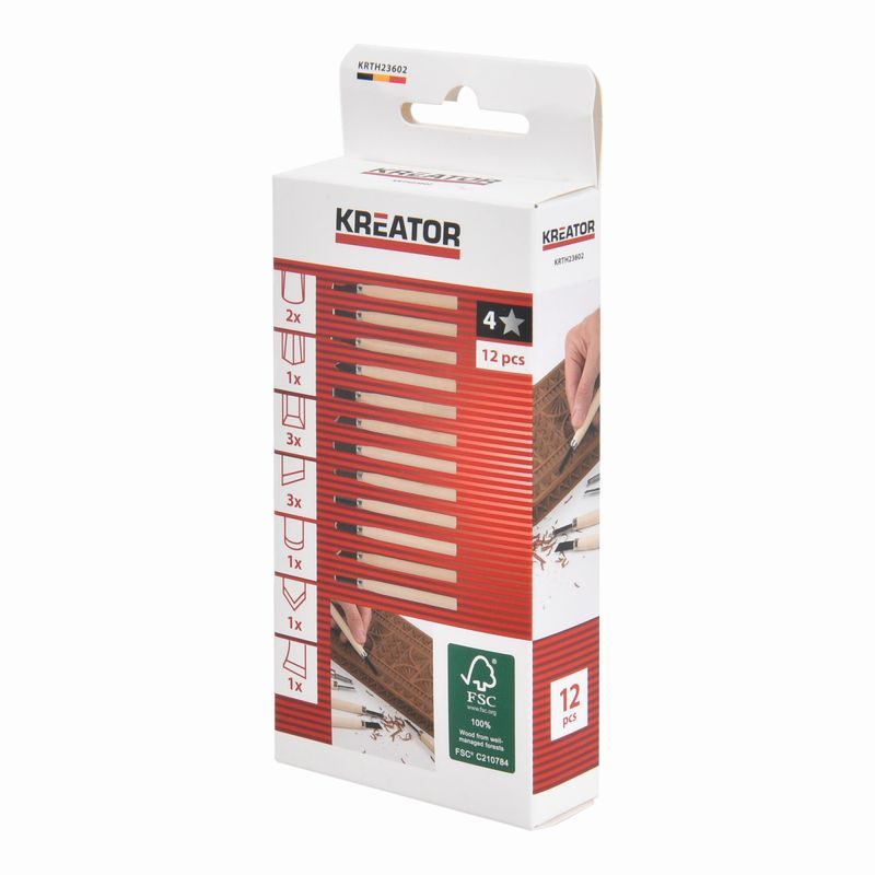 KREATOR KRTH23602 MINI DLÁTA NA DŘEVO SADA 12KS - DLÁTA - RUČNÍ NÁŘADÍ