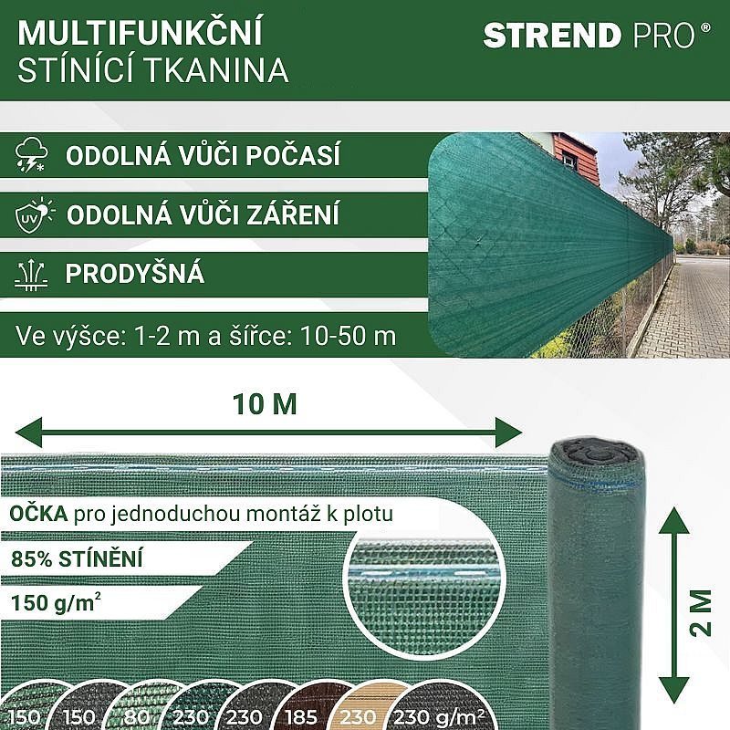 STÍNÍCÍ TKANINA 2,0X10M, 150G/M2, UV, STÍNĚNÍ 85% - ZAHRADNÍ TEXTILIE, TKANINY - ZAHRADA