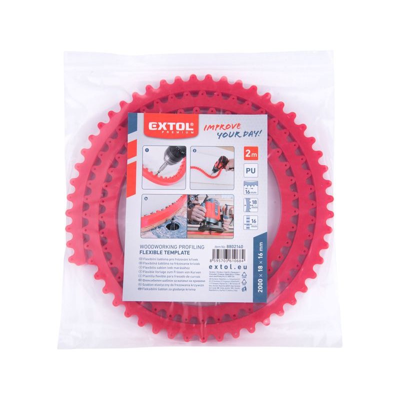 EXTOL PREMIUM ŠABLONA FLEXIBILNÍ PRO FRÉZOVÁNÍ KŘIVEK, 2000X18X16MM, 8802140 - PRO FRÉZKY - PŘÍSLUŠENSTVÍ