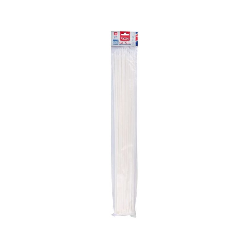 EXTOL PREMIUM PÁSKY STAHOVACÍ NA KABELY BÍLÉ, 540X7,6MM, 50KS, NYLON PA66, 8856122 - STAHOVACÍ PÁSKY, ZDRHY - DÍLNA A GARÁŽ