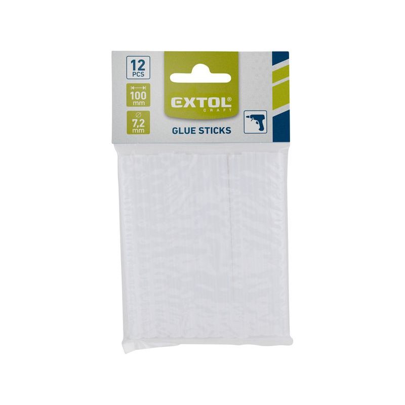 EXTOL CRAFT TYČINKY TAVNÉ, TRANSPARENTNÍ, O 7,2X100MM, 12KS, 9903 - CÍN, PÁJECÍ HROTY, TAVNÉ TYČINKY - PŘÍSLUŠENSTVÍ