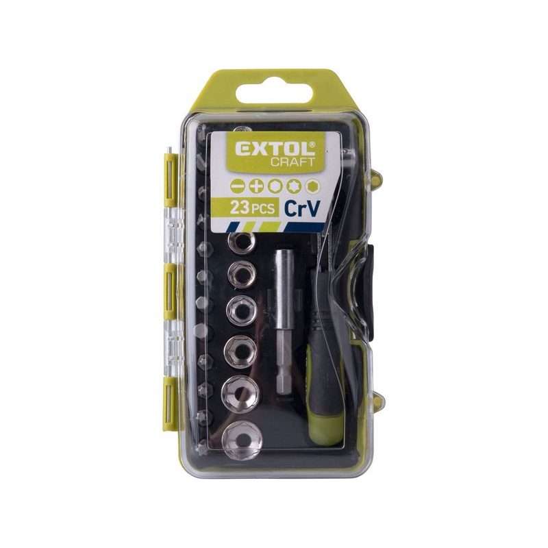 EXTOL CRAFT ŠROUBOVÁK RÁČNOVÝ S OŘECHY A HROTY, SADA 23KS, 53090 - SADY ŠROUBOVÁKŮ - RUČNÍ NÁŘADÍ