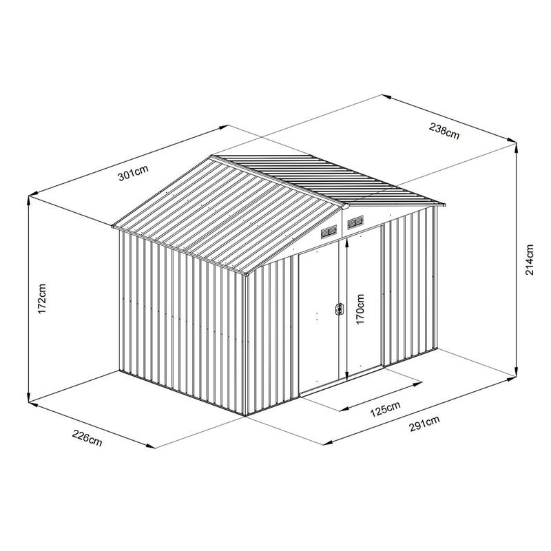 RIWALL PRO RMSA 8X10 ANTHRACITE ZAHRADNÍ DOMEK KOVOVÝ 3 X 2,4 M SE SEDLOVOU STŘECHOU ANTRACIT - ZAHRADNÍ DOMKY - DŮM A DOMÁCNOST, ELEKTRO..