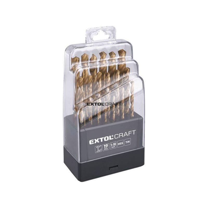 EXTOL CRAFT VRTÁKY DO KOVU, SADA 19KS, ⌀1-10MM, HSS, 1119A - SADY VRTÁKŮ DO KOVU - PŘÍSLUŠENSTVÍ