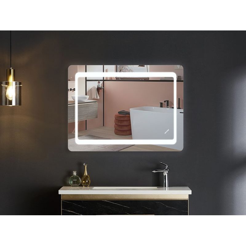 KOUPELNOVÉ ZRCADLO S LED OSVĚTLENÍM, PROTIZAMLŽOVACÍ FUNKCÍ A REGULACÍ JASU, MR09-80×60-REVERSE TWEE | MR09-80×60-REVERSE TWEE PROCRAFT - ZRCADLA - SANITA