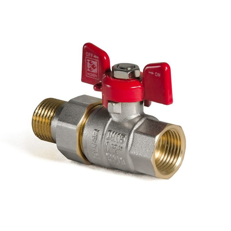 KULOVÝ KOHOUT SE ŠROUBENÍM, PŘÍMÝ, MOTÝL, ČERVENÝ, KR.227 1/2"FM | KR.227 1/2"FM PROCRAFT - PŘÍSLUŠENSTVÍ (KOHOUTY, ŠROUBENÍ,...) - SANITA