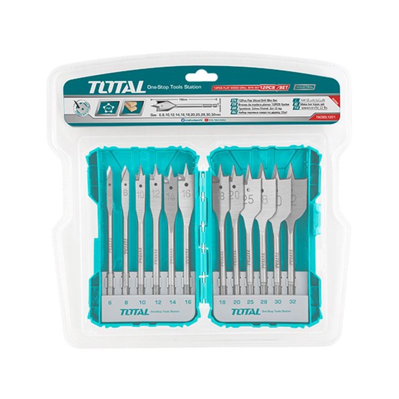 TOTAL VRTÁKY PLOCHÉ DO DŘEVA, SADA 12KS, 152MM, TACSDL1201 - ZNAČKA TOTAL - ELEKTRICKÉ NÁŘADÍ