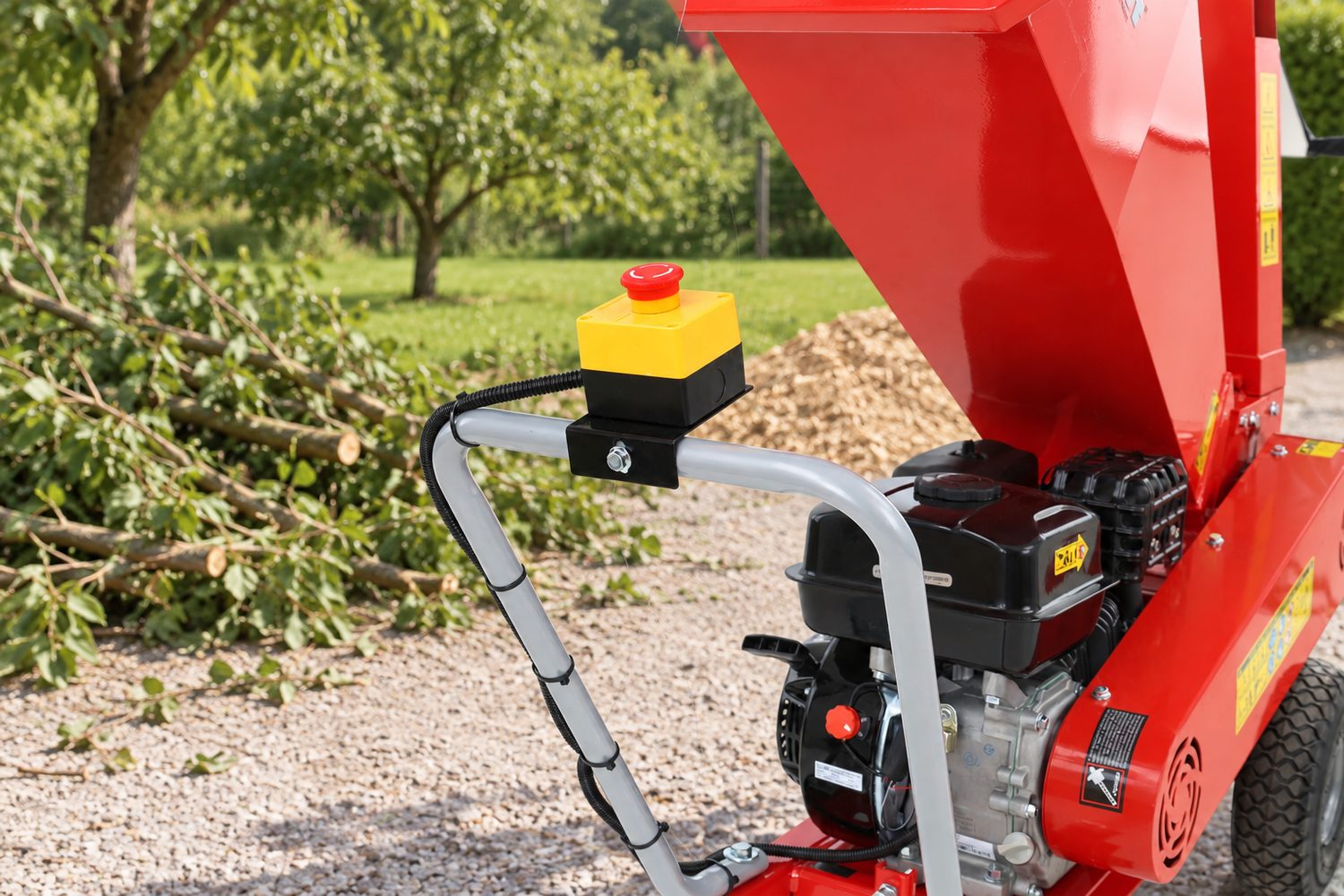 Detail kola motorového drtiče větví