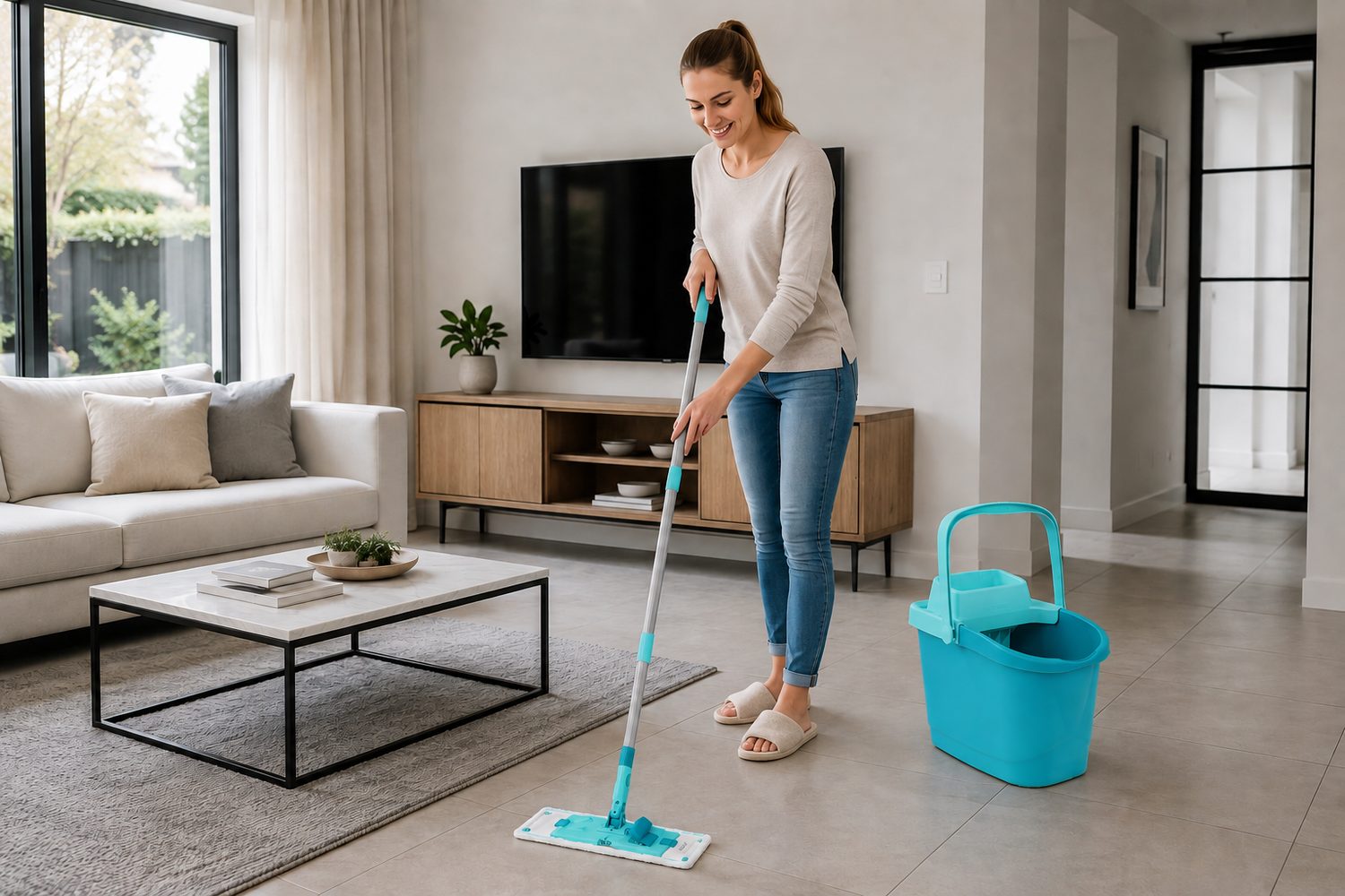 Vytírání podlahy mopem PowerClean M