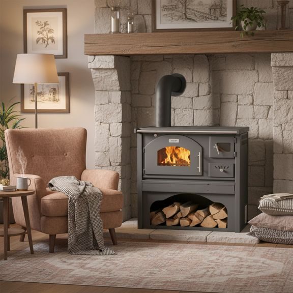 Sporák na tuhé palivo - HECHT VULCANUS GREY