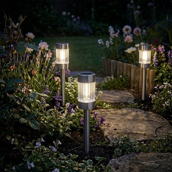 Lampa solární LED kovová zahradní 5 x 5 x 39 cm