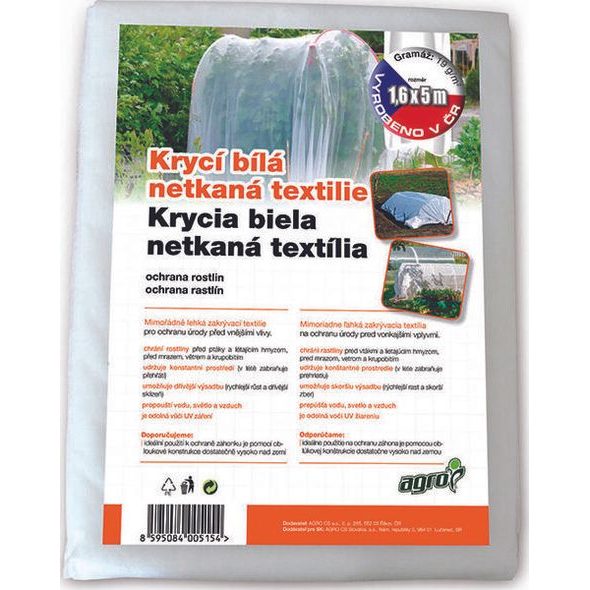 AGRO KRYCÍ NETKANÁ BÍLÁ TEXTILIE 1,6X5 M