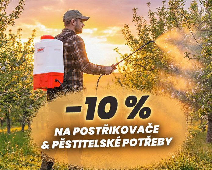 Postřikovače a pěstitelské potřeby se slevou 10 %
