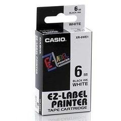 Casio XR-6WE1 Barvicí páska cerné na bílé 6mm x 8m pro Casio Labelprinter 6-12mm/18mm/24mm