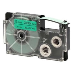 Casio XR-9GN1 Barvicí páska cerné na zelené 9mm x 8m pro Casio Labelprinter 6-12mm/18mm/24mm