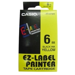 Casio XR-6YW1 Barvicí páska cerné na žluté 6mm x 8m pro Casio Labelprinter 6-12mm/18mm/24mm