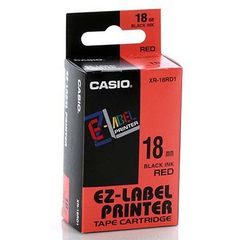 Casio XR-18RD1 Barvicí páska cerné na cervené 18mm x 8m pro Casio Labelprinter 6-18mm/24mm
