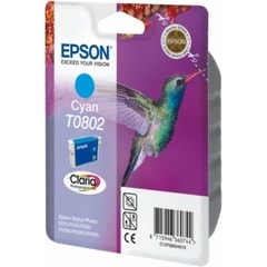 Epson C13T08024011|T0802 Inkoustová nápln azurová, 435 Strany ISO/IEC 24711 7,4ml pro Epson Stylus Photo P 50/PX/PX 730/R 265