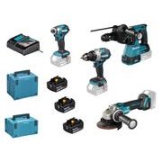 MAKITA DLX4195JX1 - AKU SADA DGA504+DHR243+DHP489+DTD173 LI-ION LXT 18V/5,0AH - LI-ION 18V - AKUMULÁTOROVÉ STROJE MAKITA