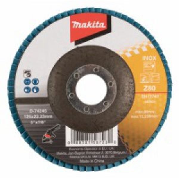 MAKITA D-74245 - KOTOUČ LAMELOVÝ 125X22.23MM K80 ZIRKON - LAMELOVÉ KOTOUČE{% if zbozi.kategorie.adresa_nazvy[0] != zbozi.kategorie.nazev %} - PŘÍSLUŠENSTVÍ MAKITA{% endif %}