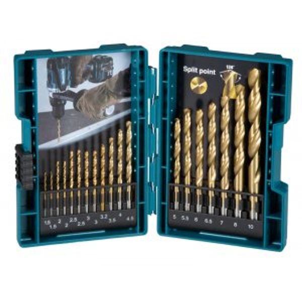 MAKITA D-72229-10 - SADA VRTÁKŮ S VÁLCOVOU STOPKOU DO KOVU HSS-TIN 19 KS V PLASTOVÉ KRABIČCE, 10 KS BAL STOP - MAKITA NÁHRADNÍ DÍLY{% if zbozi.kategorie.adresa_nazvy[0] != zbozi.kategorie.nazev %} - MAKITA NÁHRADNÍ DÍLY{% endif %}