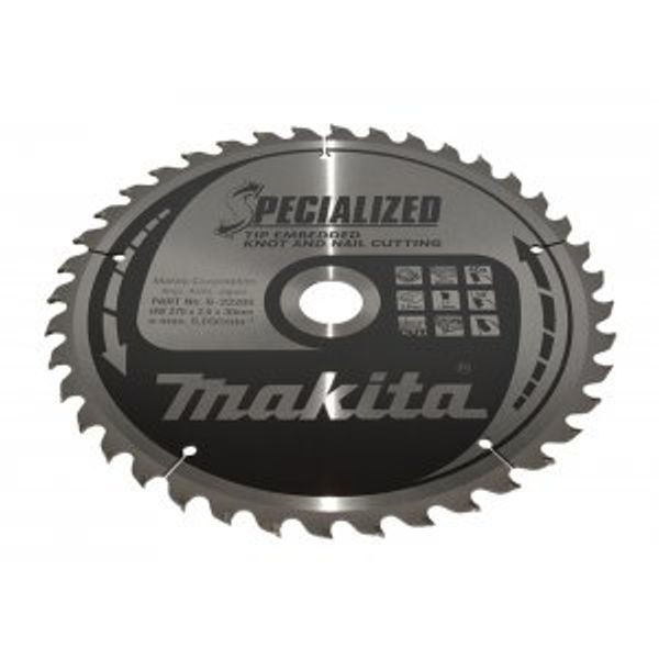 MAKITA B-33205 - KOTOUČ PILOVÝ DŘEVO SPECIALIZED SE ZAPUŠTĚNÝMI ZUBY 270X2.6X30MM 40Z = OLD B-09525 - MAKITA NÁHRADNÍ DÍLY{% if zbozi.kategorie.adresa_nazvy[0] != zbozi.kategorie.nazev %} - MAKITA NÁHRADNÍ DÍLY{% endif %}