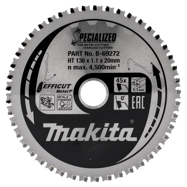 MAKITA B-69272 - KOTOUČ PILOVÝ OCEL EFFICUT 136X1.1X20MM 45Z = NEW B-69319 - MAKITA NÁHRADNÍ DÍLY{% if zbozi.kategorie.adresa_nazvy[0] != zbozi.kategorie.nazev %} - MAKITA NÁHRADNÍ DÍLY{% endif %}