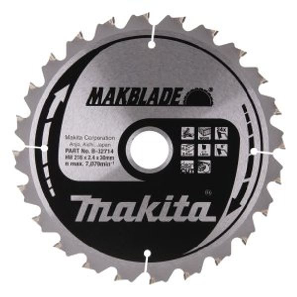 MAKITA B-32714 - KOTOUČ PILOVÝ DŘEVO MAKBLADE 216X2.4X30MM 24Z = OLD B-08903 - PILOVÉ KOTOUČE{% if zbozi.kategorie.adresa_nazvy[0] != zbozi.kategorie.nazev %} - PŘÍSLUŠENSTVÍ MAKITA{% endif %}
