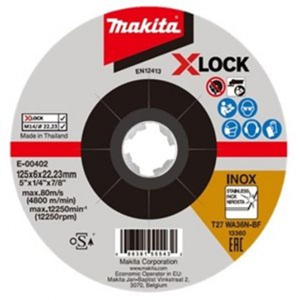 MAKITA E-00402 - KOTOUČ BRUSNÝ NEREZ X-LOCK 125X6X22.23MM - KOTOUČE S UPÍNÁNÍM X-LOCK{% if zbozi.kategorie.adresa_nazvy[0] != zbozi.kategorie.nazev %} - PŘÍSLUŠENSTVÍ MAKITA{% endif %}