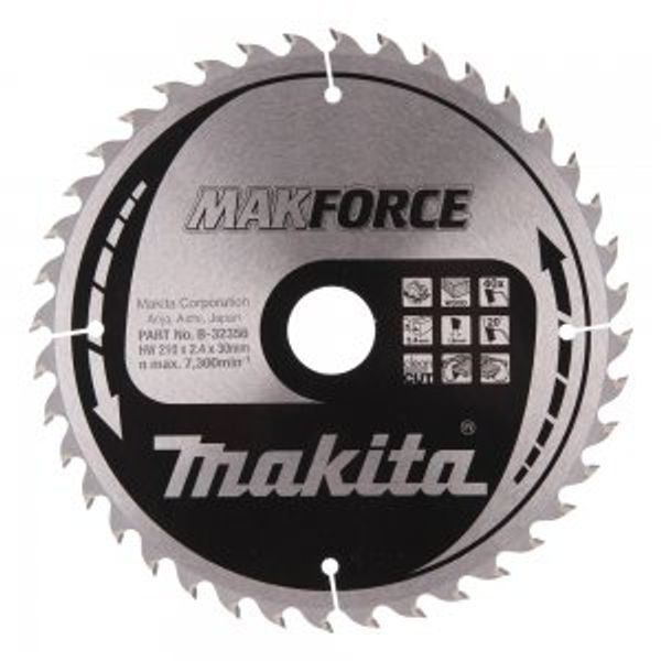 MAKITA B-32356 - KOTOUČ PILOVÝ DŘEVO MAKFORCE 210X2.4X30MM 40Z = OLD B-08501 - PILOVÉ KOTOUČE{% if zbozi.kategorie.adresa_nazvy[0] != zbozi.kategorie.nazev %} - PŘÍSLUŠENSTVÍ MAKITA{% endif %}