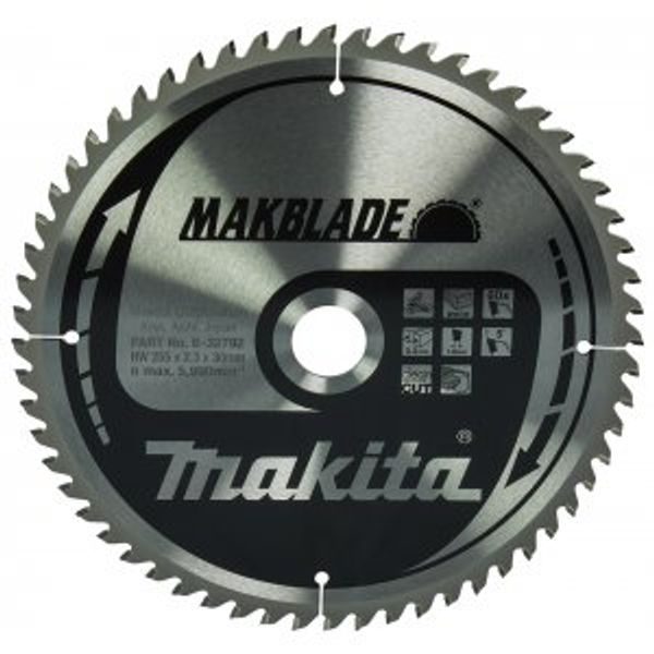 MAKITA B-32792 - KOTOUČ PILOVÝ DŘEVO MAKBLADE 255X2.3X30MM 60Z = OLD B-09014 - PILOVÉ KOTOUČE{% if zbozi.kategorie.adresa_nazvy[0] != zbozi.kategorie.nazev %} - PŘÍSLUŠENSTVÍ MAKITA{% endif %}