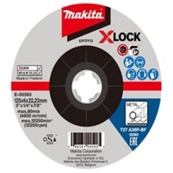 MAKITA E-00393 - KOTOUČ BRUSNÝ OCEL X-LOCK 125X6X22.23MM - X-LOCK SYSTÉM{% if zbozi.kategorie.adresa_nazvy[0] != zbozi.kategorie.nazev %} - PŘÍSLUŠENSTVÍ MAKITA{% endif %}