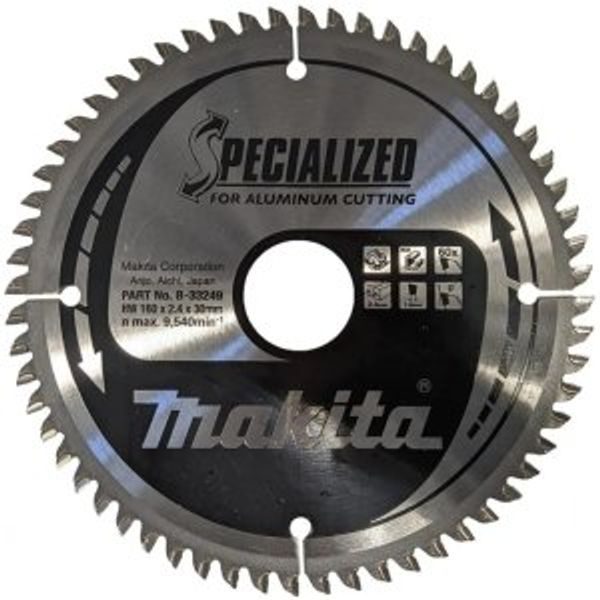 MAKITA B-33249 - KOTOUČ PILOVÝ HLINÍK SPECIALIZED 160X2.4X30MM 60Z = OLD B-09569 - PILOVÉ KOTOUČE{% if zbozi.kategorie.adresa_nazvy[0] != zbozi.kategorie.nazev %} - PŘÍSLUŠENSTVÍ MAKITA{% endif %}