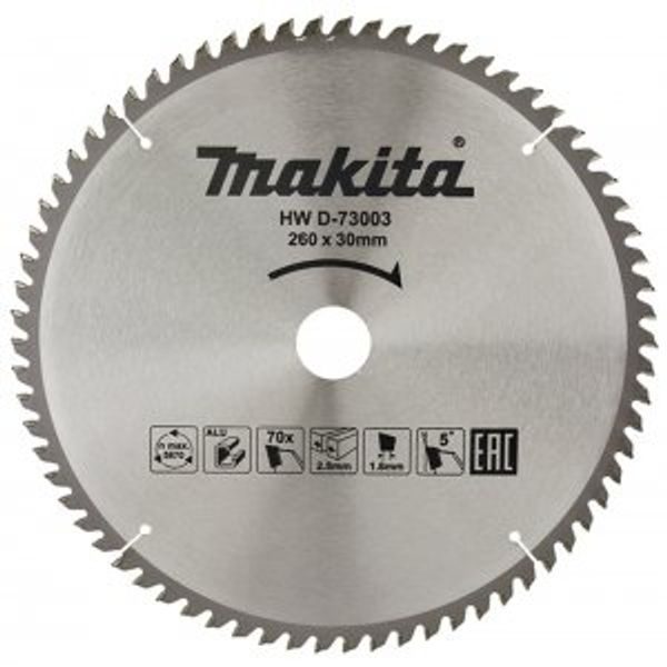 MAKITA D-73003 - KOTOUČ PILOVÝ HLINÍK TCT 260X2.8X30MM 70Z - MAKITA NÁHRADNÍ DÍLY{% if zbozi.kategorie.adresa_nazvy[0] != zbozi.kategorie.nazev %} - MAKITA NÁHRADNÍ DÍLY{% endif %}